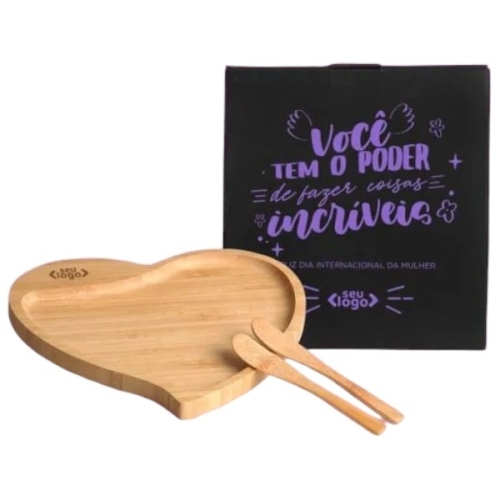 PETISQUEIRA EM BAMBU COM FORMATO DE CORAÇÃO COM ESPÁTULAS-*04X13