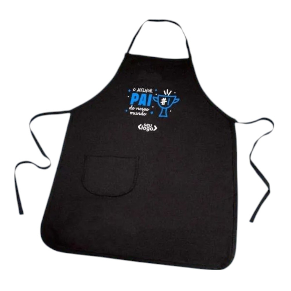 AVENTAL COM BOLSO EM BRIM PRETO-AV-00111