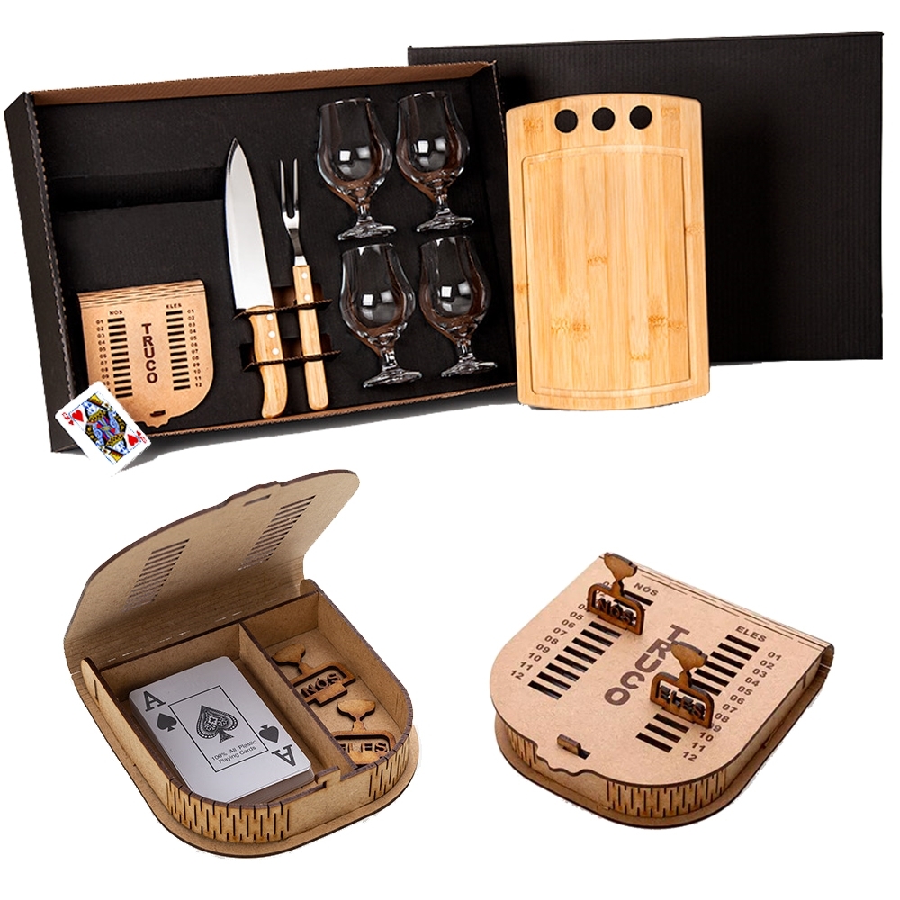 KIT CHURRASCO, CERVEJA E TRUCO - 8 PÇS - JOGO DE BARALHO-KT-90077