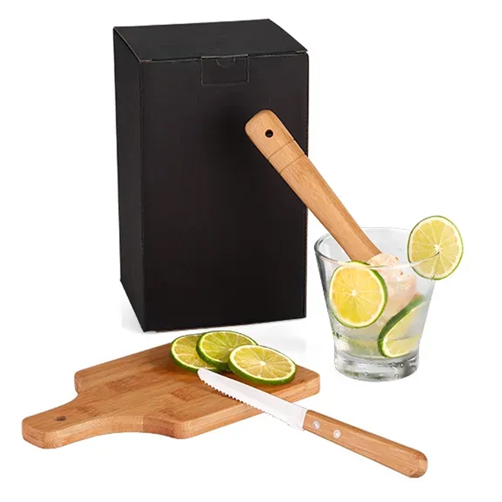 KIT PARA CAIPIRINHA EM BAMBU IBIZA - 0,35 L - 4 PÇS-KC-00253